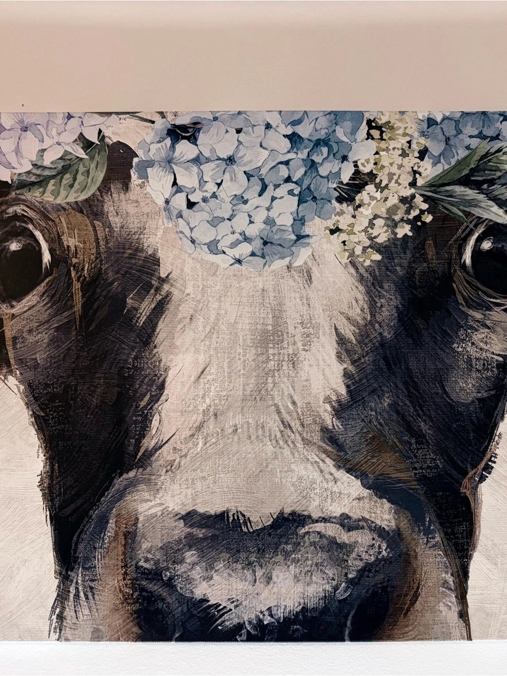 Cow Floral Print Wall Art